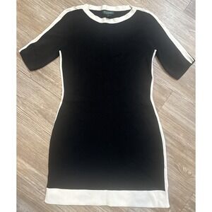 Lauren Ralph Lauren Dress Womens S Short Sleeve Pullover Stretch Black w/white